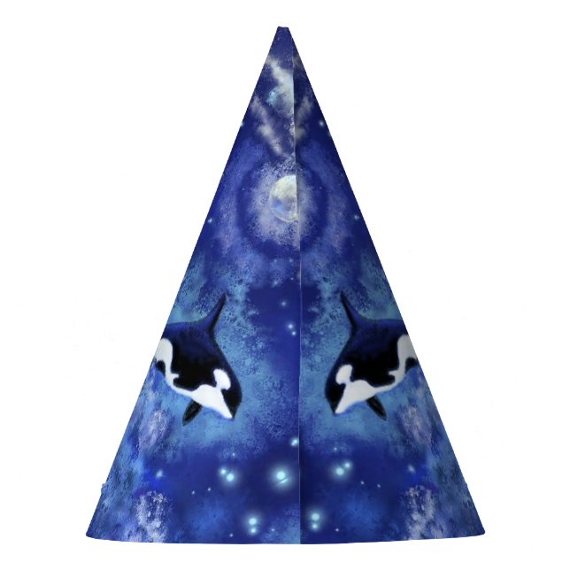 Killer Whales on Full Moon Party Hat (Back)