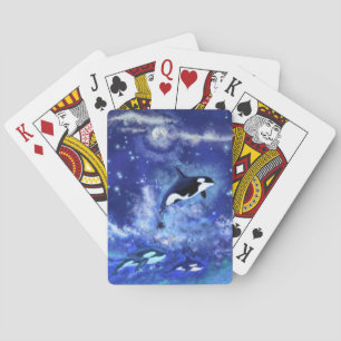 Killer Whales on Full Moon Playing Cards