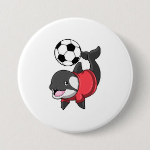 Killerwhale as Soccer player with Soccer 3 Inch Round Button