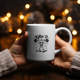 Killin' It In The Gym Skeleton Fitness Design Coffee Mug