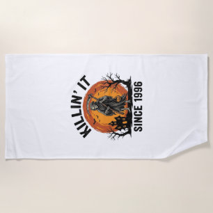 Killing It Since 1996 Vintage Halloween Reaper Des Beach Towel