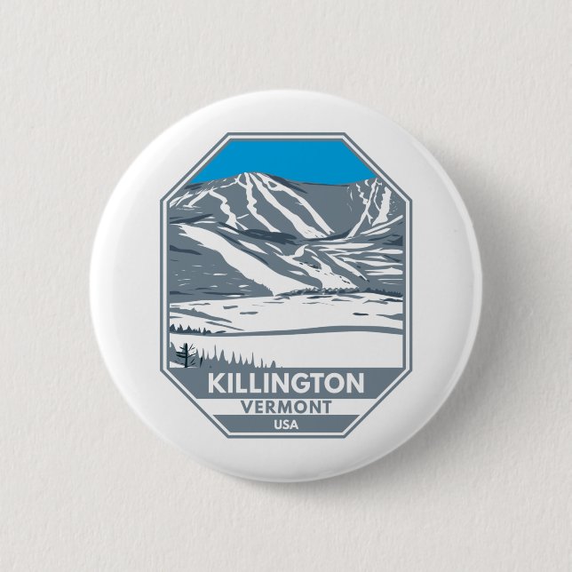 Killington Ski Area Winter Vermont 2 Inch Round Button (Front)