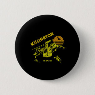 Killington Vermont Distressed Retro Skiing Tee 2 Inch Round Button