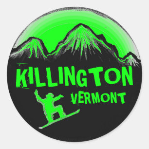 Killington Vermont green snowboarder stickers