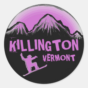 Killington Vermont purple snowboarder stickers