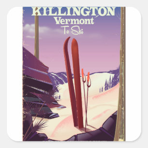 Killington, Vermont Ski travel print. Square Sticker