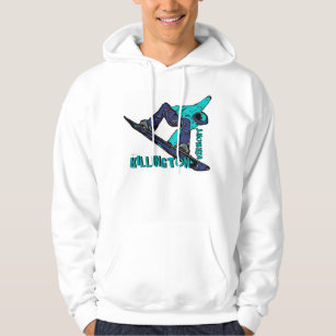 Killington Vermont teal snowboarder guys hoodie