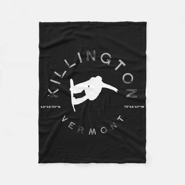 Killington Vermont Vintage Retro Snowboarding  Fleece Blanket (Front)