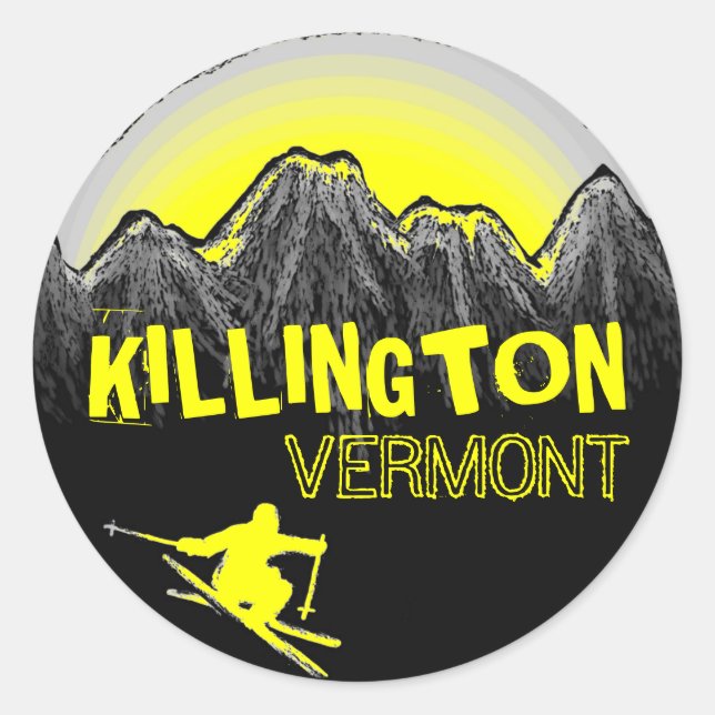 Killington Vermont yellow ski stickers (Front)