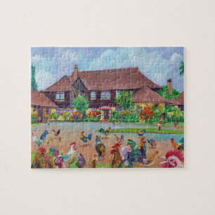 Kilohana Kauai with Roosters and Chickens Jigsaw Puzzle