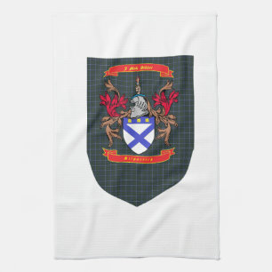 Kilpatrick Crest on Douglas Tartan Shield Kitchen Towel