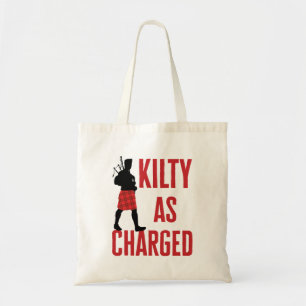 Kilty as Charged Funny Kilt Wearer Pun Joke Tote Bag