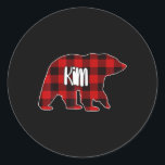 Kim Bear Custom Red Buffalo Plaid Christmas Pajama Classic Round Sticker<br><div class="desc">Kim Bear Custom Red Buffalo Plaid Christmas Pajama</div>