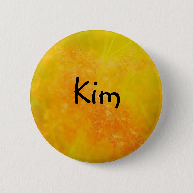 Kim Custom Pretty Orange NAME BADGE / Button (Front)