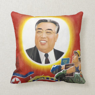 Kim Il-Sung Red Portrait Pillow