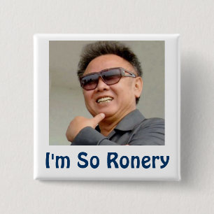 Kim Jong-il 2 Inch Square Button
