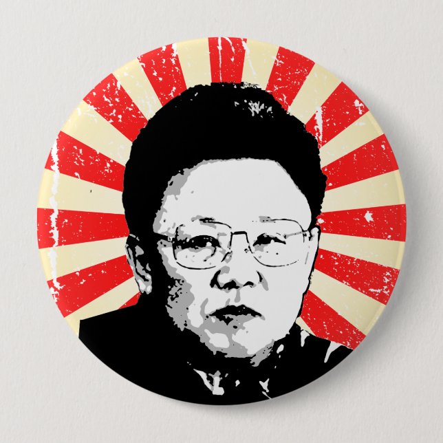 Kim Jong Il 4 Inch Round Button (Front)