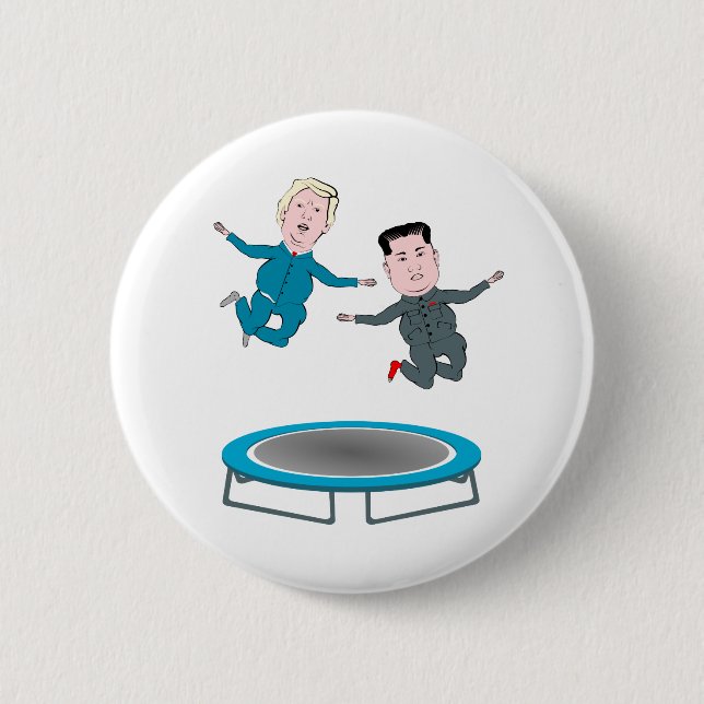 Kim Jong Un and President Trump Trampolone 2 Inch Round Button (Front)