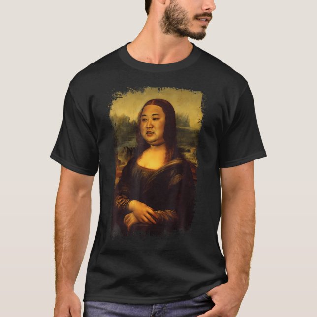 Kim Jong-Un Mona Lisa Mashup Funny North Korea Lea T-Shirt (Front)