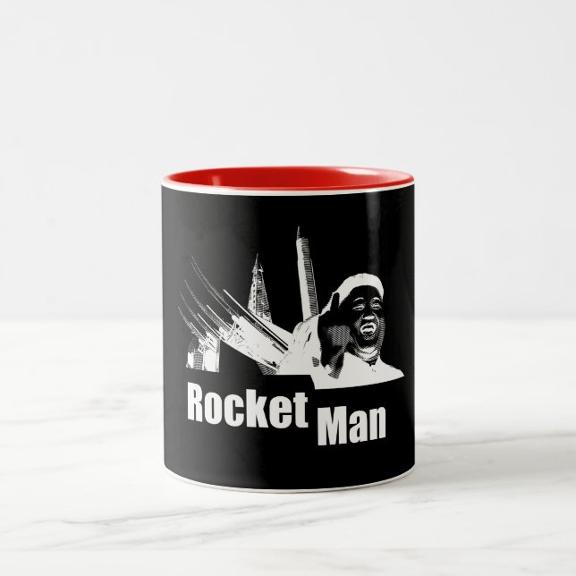 Kim Jong Un Rocket Man - Trump. Politics Two-Tone Coffee Mug (Center)