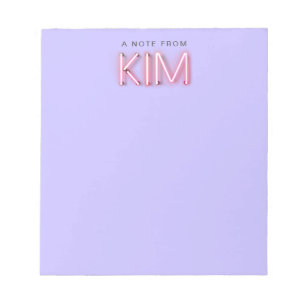 Kim name in glowing neon lights notepad