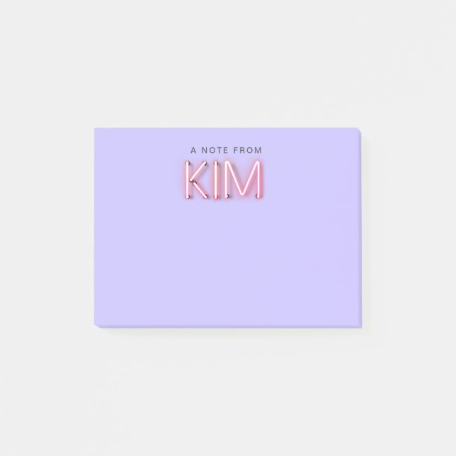 Kim name in glowing neon lights post-it notes (Front)