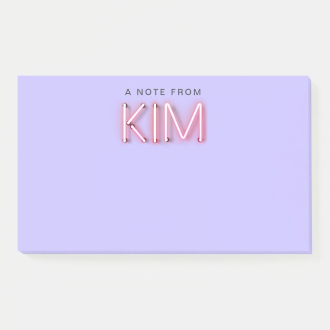 Kim name in glowing neon lights post-it notes (Front)