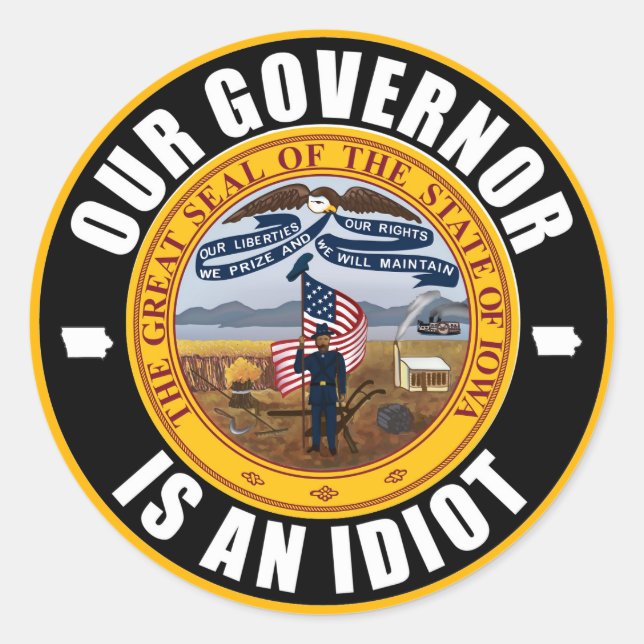 Kim Reynolds is an idiot Classic Round Sticker (Front)