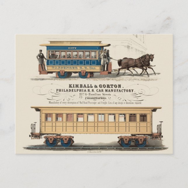 Kimball & Gorton Philadelphia R.R. Car Manufactory Postcard (Front)