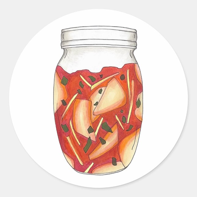 Kimchi Fermented Cabbage Korean Food Cuisine Classic Round Sticker (Front)