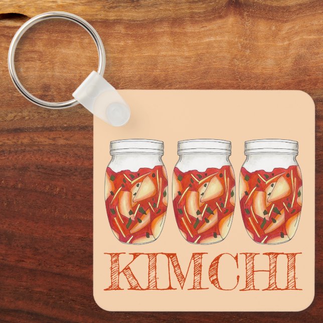Kimchi Fermented Cabbage Korean Food Cuisine Keychain (Front)