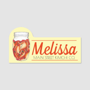 Kimchi Fermented Cabbage Korean Food Cuisine Name Tag