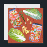 Kimchi Ingredients Spicy Fermentation Watercolor Holiday Card<br><div class="desc">Check out this super cool fresh and fun fermentation art. Kimchi ingredients fly around on this cute card. Add your own custom text to the back side Hand painted in watercolor by me for you! And be sure to check my shop for more products and designs! And of course get...</div>