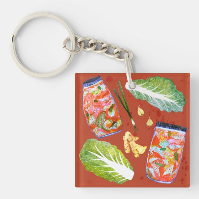 KIMCHI Ingredients Spicy Korean Food Keychain (Front)
