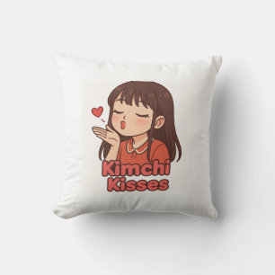 Kimchi Kisses – Cute Kawaii T-Shirt for Food Lover Throw Pillow