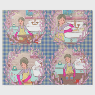 Kimchi Making Pattern – Illustrated Korean Food Wr Wrapping Paper