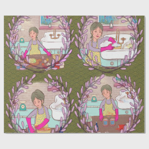 Kimchi Making Pattern – Illustrated Korean Food Wr Wrapping Paper