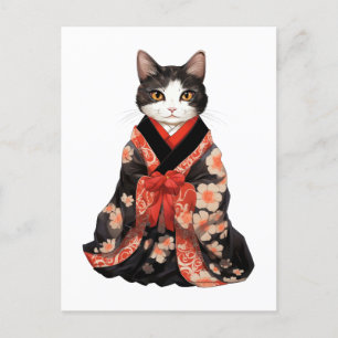  Kimono  Cat Postcard
