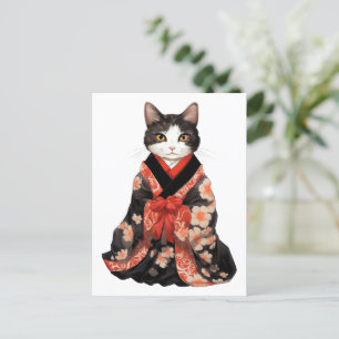  Kimono  Cat Postcard