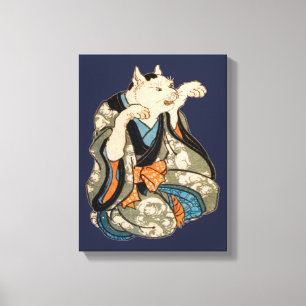 Kimono Cat, Utagawa Yoshifuji, Ukiyo-e Canvas Print