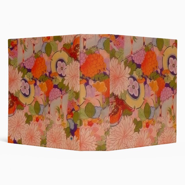 Kimono Flower Pink Floral Pattern Binder (Background)