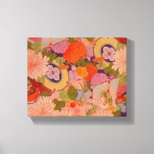Kimono Flower Pink Floral Pattern Canvas Print