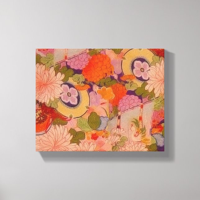 Kimono Flower Pink Floral Pattern Canvas Print (Front)