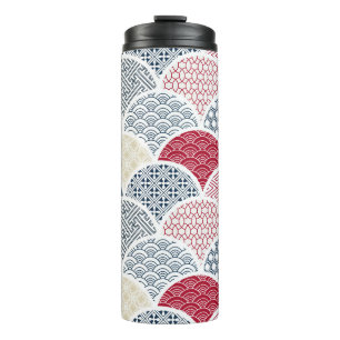 Kimono Line Art: Traditional Geometric Pattern Thermal Tumbler