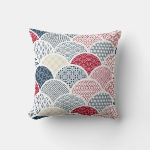 Kimono Line Art: Traditional Geometric Pattern Throw Pillow