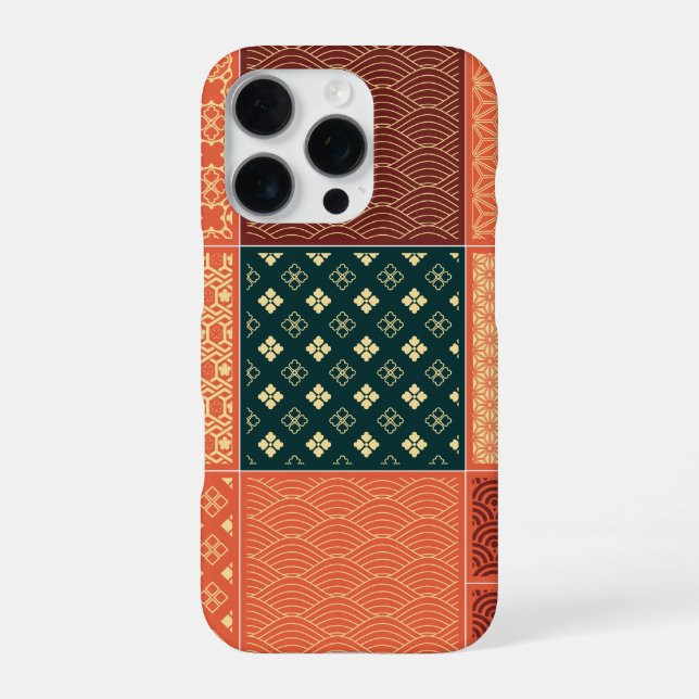 Kimono Mix Pattern Red iPhone Case (Back)