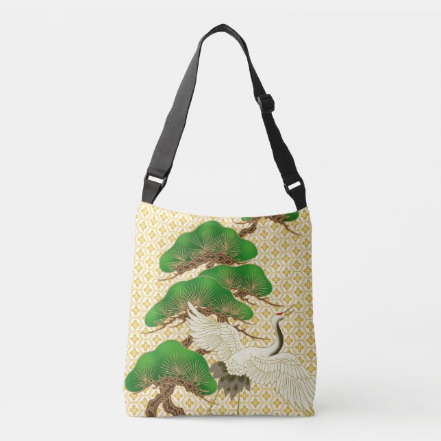 Kimono pattern inspired japanese fabric crossbody bag (Front)