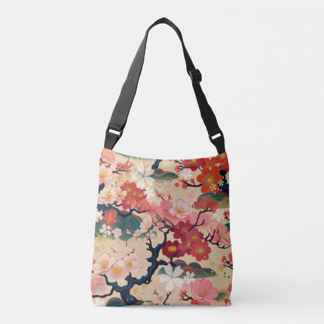 Kimono pattern inspired japanese fabric crossbody bag (Front)