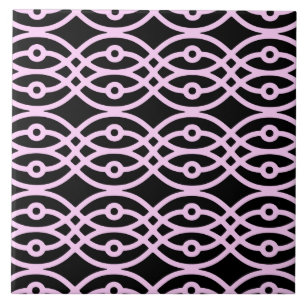 Kimono print,black and ice pink tile