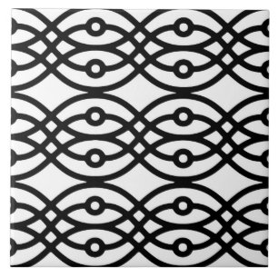 Kimono print, black on white tile